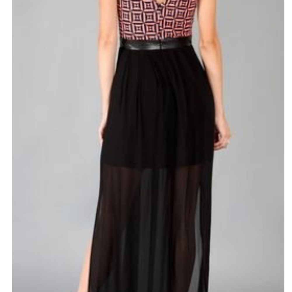 Sleeveless sheer long dress small maxi NWT open back high low skirt tank black - Picture 3 of 6